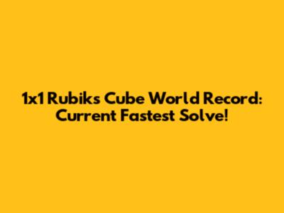 1x1 Rubik's Cube World Record: Current Fastest Solve!