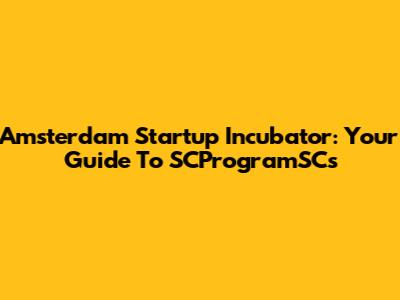 Amsterdam Startup Incubator: Your Guide To SCProgramSCs