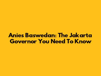 Anies Baswedan: The Jakarta Governor You Need To Know