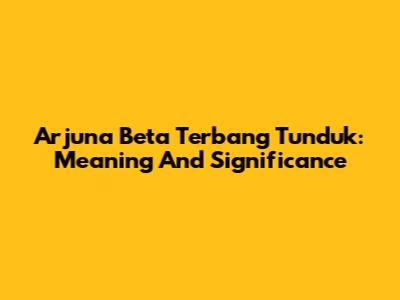 Arjuna Beta Terbang Tunduk: Meaning And Significance