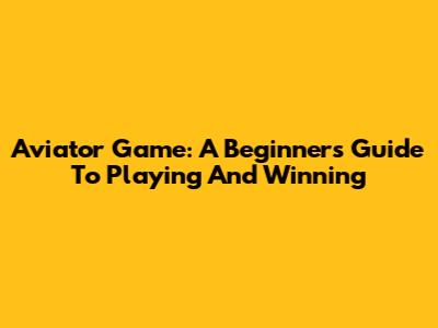 Aviator Game: A Beginner's Guide To Playing And Winning
