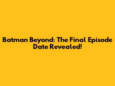 Batman Beyond: The Final Episode Date Revealed!