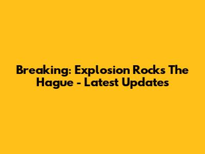 Breaking: Explosion Rocks The Hague - Latest Updates