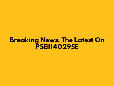 Breaking News: The Latest On PSEIII4029SE