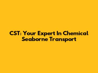 CST: Your Expert In Chemical Seaborne Transport