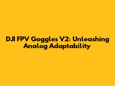 DJI FPV Goggles V2: Unleashing Analog Adaptability
