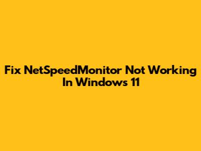 Fix NetSpeedMonitor Not Working In Windows 11