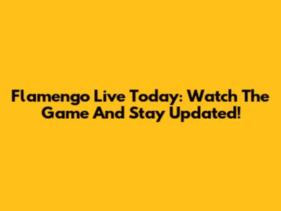 Flamengo Live Today: Watch The Game And Stay Updated!