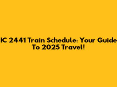 IC 2441 Train Schedule: Your Guide To 2025 Travel!