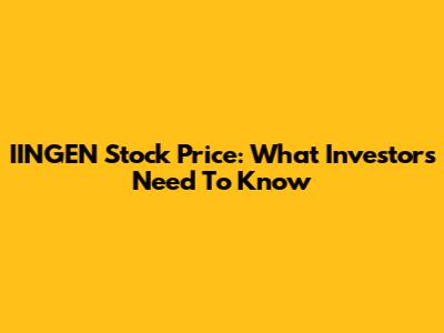 IINGEN Stock Price: What Investors Need To Know