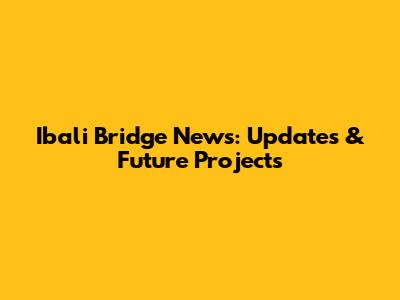 Ibali Bridge News: Updates & Future Projects