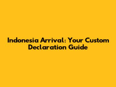 Indonesia Arrival: Your Custom Declaration Guide