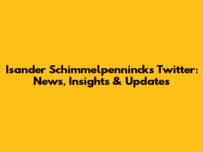 Isander Schimmelpenninck's Twitter: News, Insights & Updates