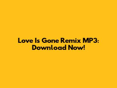 Love Is Gone Remix MP3: Download Now!