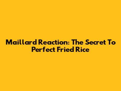 Maillard Reaction: The Secret To Perfect Fried Rice
