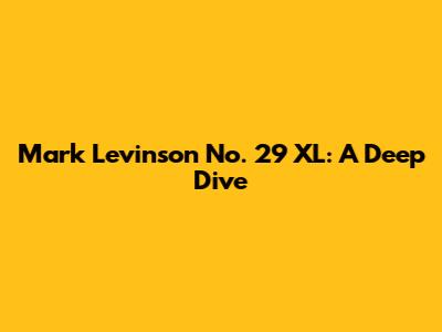 Mark Levinson No. 29 XL: A Deep Dive