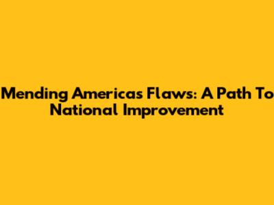 Mending America's Flaws: A Path To National Improvement