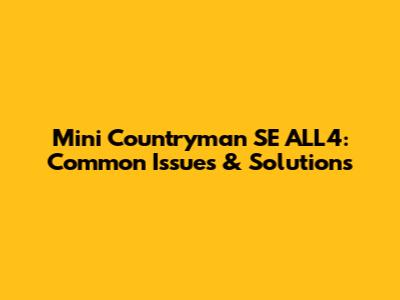 Mini Countryman SE ALL4: Common Issues & Solutions