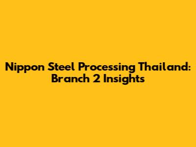 Nippon Steel Processing Thailand: Branch 2 Insights