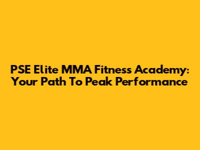 PSE Elite MMA Fitness Academy: Your Path To Peak Performance