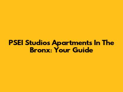 PSEI Studios Apartments In The Bronx: Your Guide