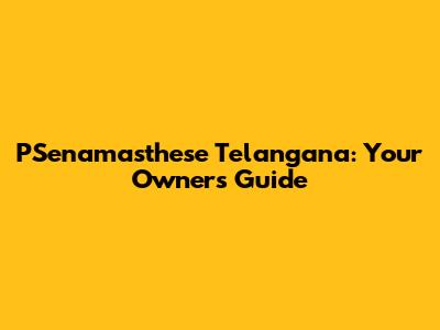 PSenamasthese Telangana: Your Owner's Guide