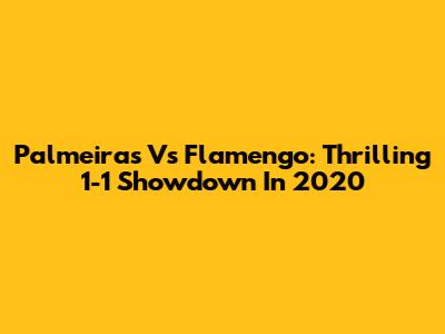 Palmeiras Vs Flamengo: Thrilling 1-1 Showdown In 2020