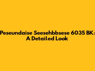 Peseundaise Seesehbbsese 6035 BK: A Detailed Look