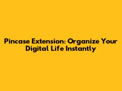 Pincase Extension: Organize Your Digital Life Instantly