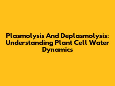 Plasmolysis And Deplasmolysis: Understanding Plant Cell Water Dynamics