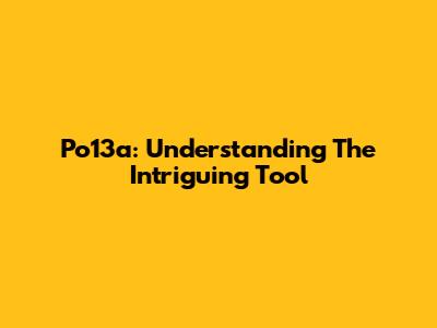 Po13a: Understanding The Intriguing Tool
