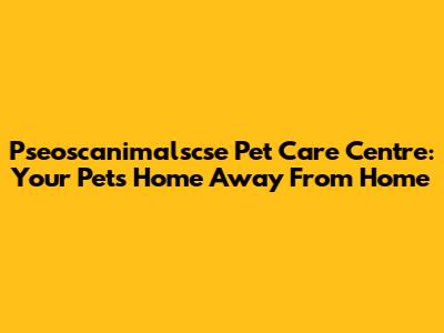 Pseoscanimalscse Pet Care Centre: Your Pet's Home Away From Home