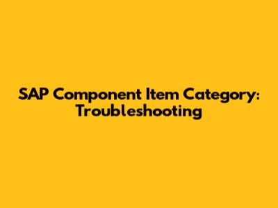 SAP Component Item Category: Troubleshooting