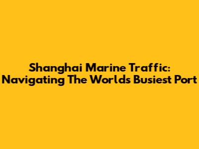 Shanghai Marine Traffic: Navigating The World's Busiest Port