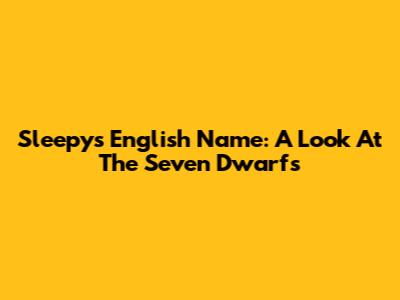 Sleepy's English Name: A Look At The Seven Dwarfs