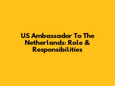 US Ambassador To The Netherlands: Role & Responsibilities