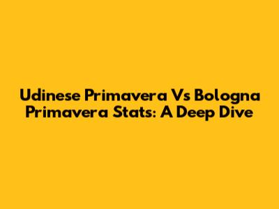 Udinese Primavera Vs Bologna Primavera Stats: A Deep Dive