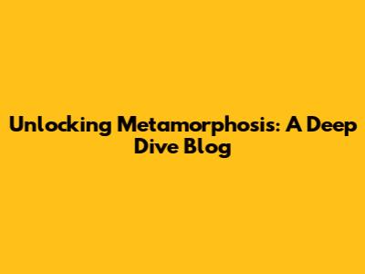 Unlocking Metamorphosis: A Deep Dive Blog