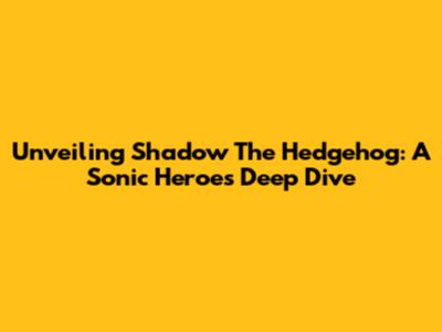 Unveiling Shadow The Hedgehog: A Sonic Heroes Deep Dive