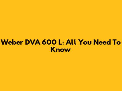 Weber DVA 600 L: All You Need To Know